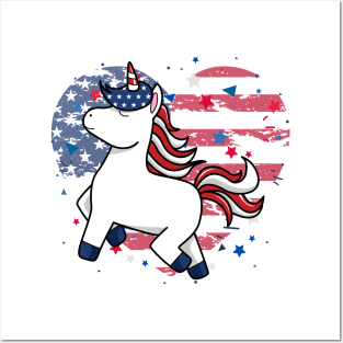 Star-Spangled Magic Patriotic Unicorn Posters and Art